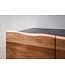 Wohnling dressoir acacia massief hout 180x75x45 cm dressoir zwart met boomrand, ladekast met deuren, ladekast halkast modern, staande kast woonkamer met metalen poten