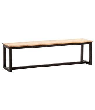 Wohnling eetkamerbank 160x40x45 cm acacia massief hout metaal loftstijl, eettafelbank massief houten bank zonder rugleuning, keukenbank eetkamerbank industrieel, eetkamerbank groot