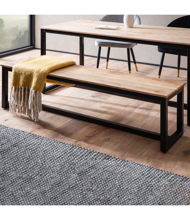 Wohnling eetkamerbank 160x40x45 cm acacia massief hout metaal loftstijl, eettafelbank massief houten bank zonder rugleuning, keukenbank eetkamerbank industrieel, eetkamerbank groot