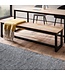 Wohnling eetkamerbank 160x40x45 cm acacia massief hout metaal loftstijl, eettafelbank massief houten bank zonder rugleuning, keukenbank eetkamerbank industrieel, eetkamerbank groot