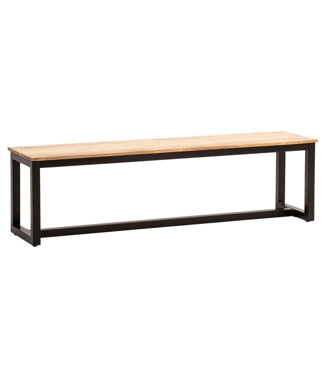 Wohnling eetkamerbank 160x40x45 cm acacia massief hout metaal loftstijl, eettafelbank massief houten bank zonder rugleuning, keukenbank eetkamerbank industrieel, eetkamerbank groot
