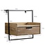 Wohnling nachtconsole voor wandmontage 44x45x35 cm mango massief hout lichtbruin, nachtkastje met lade, zwevende wandplank voor boxspringbed, nachtkastje hangend