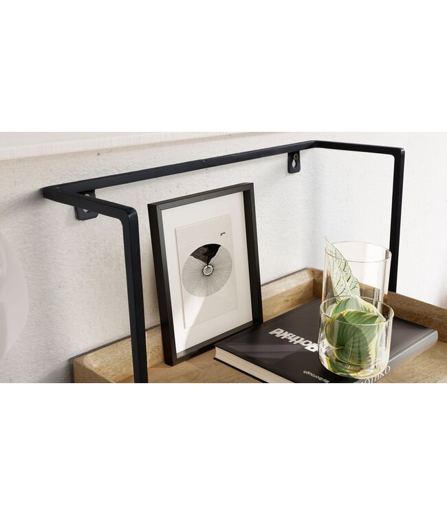 Wohnling nachtconsole voor wandmontage 44x45x35 cm mango massief hout lichtbruin, nachtkastje met lade, zwevende wandplank voor boxspringbed, nachtkastje hangend