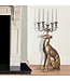 Wohnling Kaarsenhouder Greyhound Aluminium Goud 69 cm 5-armige kandelaar, metalen kandelaar voor vijf kaarsen, vloerkaarsenhouder modern, woonaccessoire hond