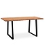 Wohnling eettafel 140x80x76 cm acacia massief hout / metaal eettafel boomrand, massieve keukentafel met trapeziumpoten in zwart, houten tafel eettafel eetkamer rechthoekig