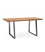 Wohnling eetkamertafel 140x80x76 cm acacia massief hout / metaal eettafel boomrand, keukentafel massief met trapeziumvormige poten in chroom, houten tafel eettafel eetkamer rechthoekig