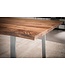 Wohnling eetkamertafel 140x80x76 cm acacia massief hout / metaal eettafel boomrand, keukentafel massief met trapeziumvormige poten in chroom, houten tafel eettafel eetkamer rechthoekig