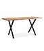 Wohnling eettafel 140x80x76 cm acacia massief hout/metaal eettafel boomrand, massieve keukentafel met X-poten in zwart, houten tafel eettafel eetkamer rechthoekig