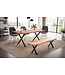 Wohnling eettafel 140x80x76 cm acacia massief hout/metaal eettafel boomrand, massieve keukentafel met X-poten in zwart, houten tafel eettafel eetkamer rechthoekig
