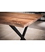 Wohnling eettafel 140x80x76 cm acacia massief hout/metaal eettafel boomrand, massieve keukentafel met X-poten in zwart, houten tafel eettafel eetkamer rechthoekig