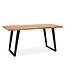 Wohnling eettafel 140x80x76 cm acacia massief hout/metaal eettafel boomrand, massieve keukentafel met U-poten in zwart, houten tafel eettafel eetkamer rechthoekig