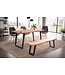 Wohnling eettafel 140x80x76 cm acacia massief hout/metaal eettafel boomrand, massieve keukentafel met U-poten in zwart, houten tafel eettafel eetkamer rechthoekig