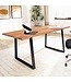 Wohnling bureau 140x80x76 cm acacia massief hout / metaal computertafel boomrand, thuiskantoor kantoortafel massief met trapeziumvormige poten in zwart, houten tafel laptoptafelstudie