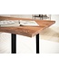 Wohnling bureau 140x80x76 cm acacia massief hout / metaal computertafel boomrand, thuiskantoor kantoortafel massief met trapeziumvormige poten in zwart, houten tafel laptoptafelstudie