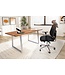 Wohnling bureau 140x80x76 cm acacia massief hout / metaal computertafel boomrand, thuiskantoor kantoortafel massief met trapeziumvormige poten in chroom, houten tafel laptoptafelstudie