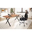 Wohnling bureau 140x80x76 cm acacia massief hout / metaal computertafel boomrand, thuiskantoor kantoortafel massief met X-poten in zwart, houten tafel laptoptafel studeerkamer