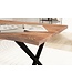 Wohnling bureau 140x80x76 cm acacia massief hout / metaal computertafel boomrand, thuiskantoor kantoortafel massief met X-poten in zwart, houten tafel laptoptafel studeerkamer