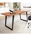 Wohnling bureau 140x80x76 cm acacia massief hout / metaal computertafel boomrand, thuiskantoor kantoortafel massief met U-poten in zwart, houten tafel laptoptafelstudie