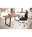 Wohnling bureau 140x80x76 cm acacia massief hout / metaal computertafel boomrand, thuiskantoor kantoortafel massief met U-poten in zwart, houten tafel laptoptafelstudie