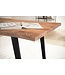 Wohnling bureau 140x80x76 cm acacia massief hout / metaal computertafel boomrand, thuiskantoor kantoortafel massief met U-poten in zwart, houten tafel laptoptafelstudie