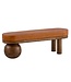 Wohnling Bank Geitenleer Mango Massief Houten Bank 140x47x40 cm Modern, Hal Gestoffeerde Bank Ongewoon, Gestoffeerde Leren Bank Bruin, Kleine Bedbank Halbank