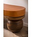 Wohnling Bank Geitenleer Mango Massief Houten Bank 140x47x40 cm Modern, Hal Gestoffeerde Bank Ongewoon, Gestoffeerde Leren Bank Bruin, Kleine Bedbank Halbank