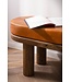 Wohnling Bank Geitenleer Mango Massief Houten Bank 140x47x40 cm Modern, Hal Gestoffeerde Bank Ongewoon, Gestoffeerde Leren Bank Bruin, Kleine Bedbank Halbank