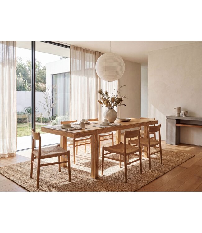 Wohnling Eettafel 160 - 240 cm Acacia Massief Hout Tijdloos - Uitschuifbare Keukentafel 10 Personen - Grote Rechthoekige Eenvoudige Eettafel - Houten Eettafel Handgemaakt