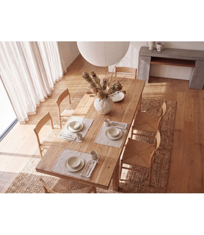 Wohnling Eettafel 160 - 240 cm Acacia Massief Hout Tijdloos - Uitschuifbare Keukentafel 10 Personen - Grote Rechthoekige Eenvoudige Eettafel - Houten Eettafel Handgemaakt