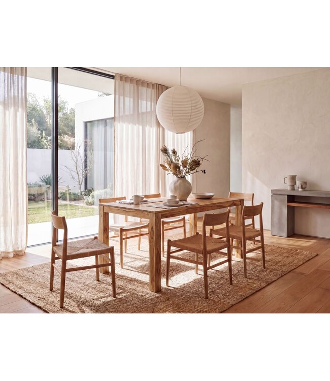 Wohnling Eettafel 160 - 240 cm Acacia Massief Hout Tijdloos - Uitschuifbare Keukentafel 10 Personen - Grote Rechthoekige Eenvoudige Eettafel - Houten Eettafel Handgemaakt
