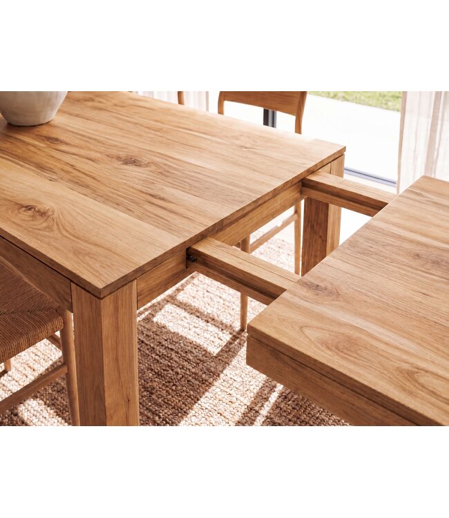 Wohnling Eettafel 160 - 240 cm Acacia Massief Hout Tijdloos - Uitschuifbare Keukentafel 10 Personen - Grote Rechthoekige Eenvoudige Eettafel - Houten Eettafel Handgemaakt