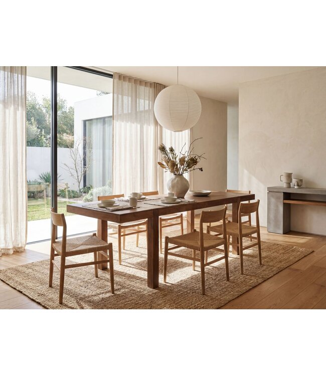 Wohnling Eettafel 160 - 240 cm Acacia Massief Hout Tijdloos - Uitschuifbare Keukentafel 10 Personen Donkerbruin - Grote Rechthoekige Eettafel Eenvoudig - Houten Eettafel Handgemaakt