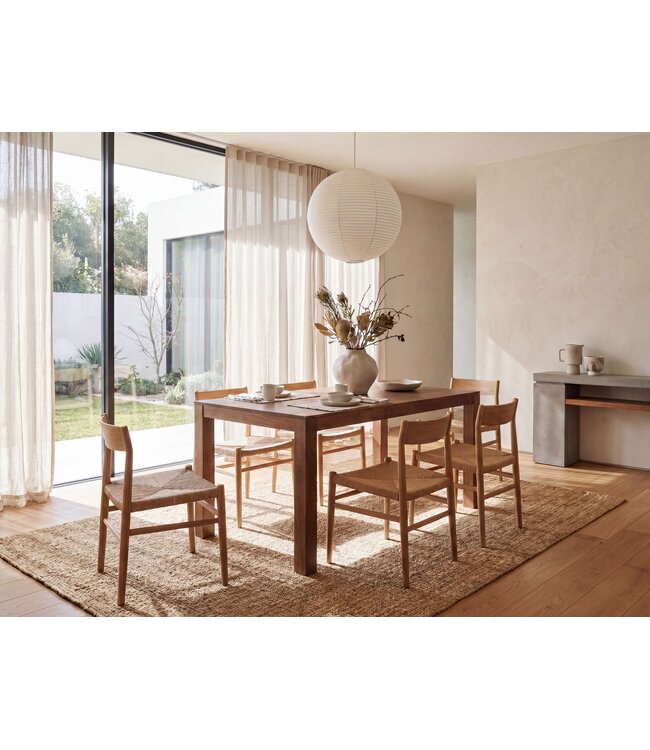 Wohnling Eettafel 160 - 240 cm Acacia Massief Hout Tijdloos - Uitschuifbare Keukentafel 10 Personen Donkerbruin - Grote Rechthoekige Eettafel Eenvoudig - Houten Eettafel Handgemaakt
