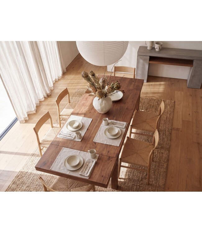 Wohnling Eettafel 160 - 240 cm Acacia Massief Hout Tijdloos - Uitschuifbare Keukentafel 10 Personen Donkerbruin - Grote Rechthoekige Eettafel Eenvoudig - Houten Eettafel Handgemaakt