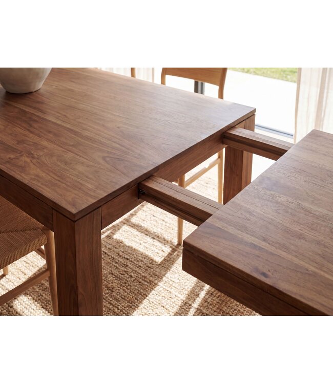 Wohnling Eettafel 160 - 240 cm Acacia Massief Hout Tijdloos - Uitschuifbare Keukentafel 10 Personen Donkerbruin - Grote Rechthoekige Eettafel Eenvoudig - Houten Eettafel Handgemaakt
