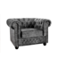 Invicta Interior Fauteuil CHESTERFIELD fluweel antieke uitstraling grijs