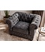 Invicta Interior Fauteuil CHESTERFIELD fluweel antieke uitstraling grijs