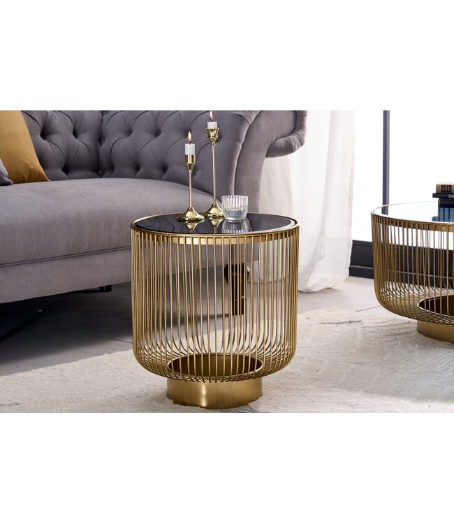 Invicta Interior Moderne Salontafel VARIATION 40cm Goud met Zwart Glas