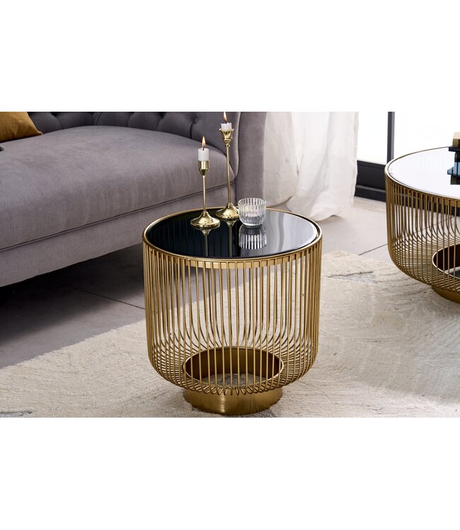 Invicta Interior Moderne Salontafel VARIATION 40cm Goud met Zwart Glas