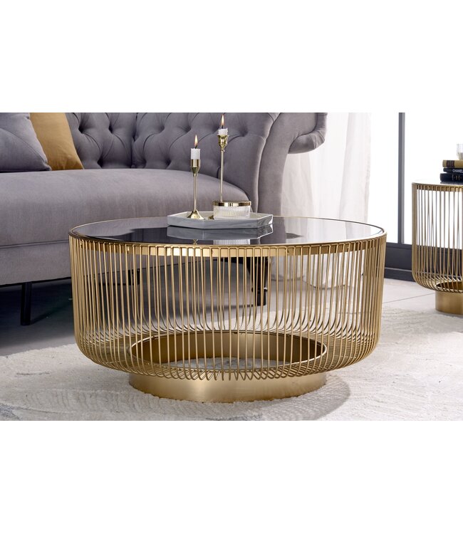 Invicta Interior Salontafel VARIATION 80cm goud met zwart glas