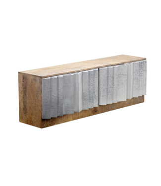 Invicta Interior TV-meubel ZALVERO 150cm mangohout aluminium front natuurlijk zilver