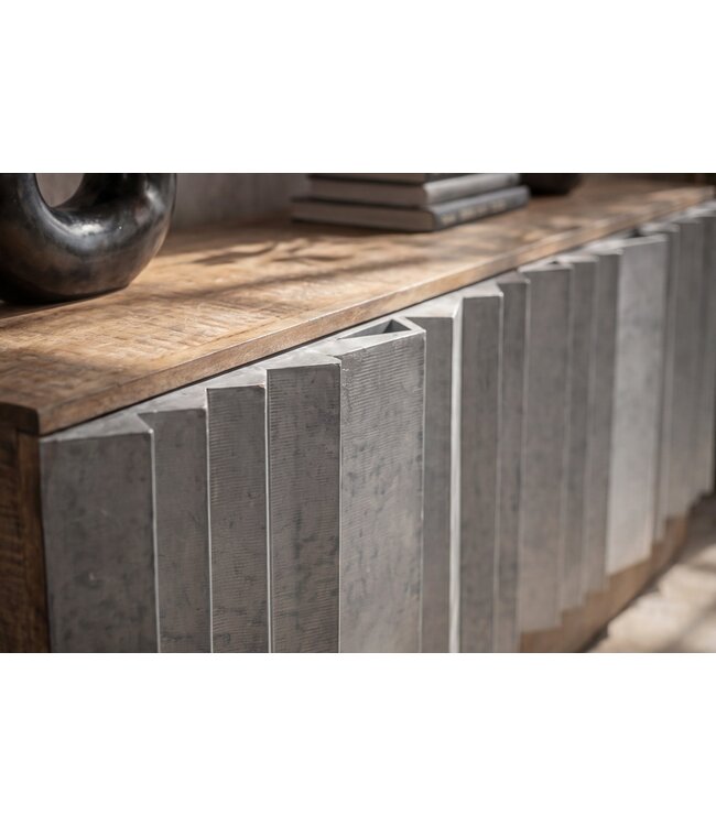 Invicta Interior TV-meubel ZALVERO 150cm mangohout aluminium front natuurlijk zilver