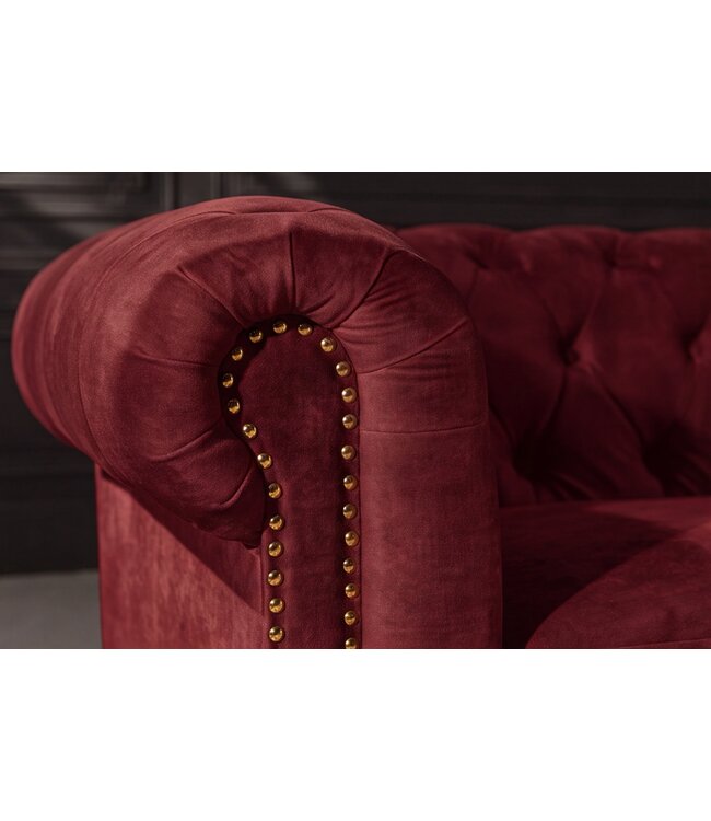 Invicta Interior Chesterfield Fluwelen Driezitsbank CHESTERFIELD 205cm rood