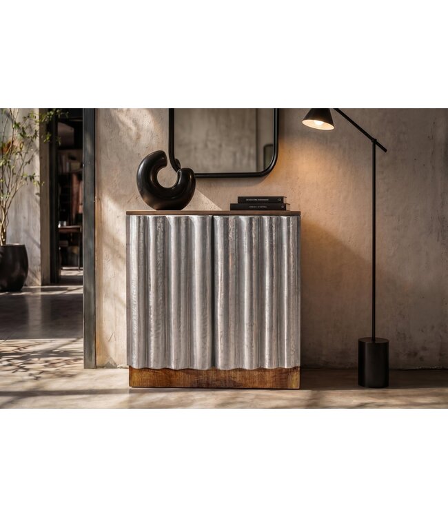 Invicta Interior Dressoir ZALVERO 75cm mangowood aluminium voorkant natural silver