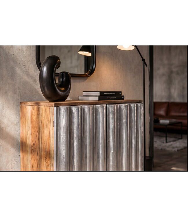 Invicta Interior Dressoir ZALVERO 75cm mangowood aluminium voorkant natural silver