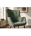 Invicta Interior Fauteuil SCANDINAVIA met armleuningen en zwarte metalen poten groen chenille stof