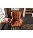 Invicta Interior Fauteuil SCANDINAVIA met armleuningen en zwarte metalen poten chenille stof roestbruin