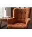 Invicta Interior Fauteuil SCANDINAVIA met armleuningen en zwarte metalen poten chenille stof roestbruin