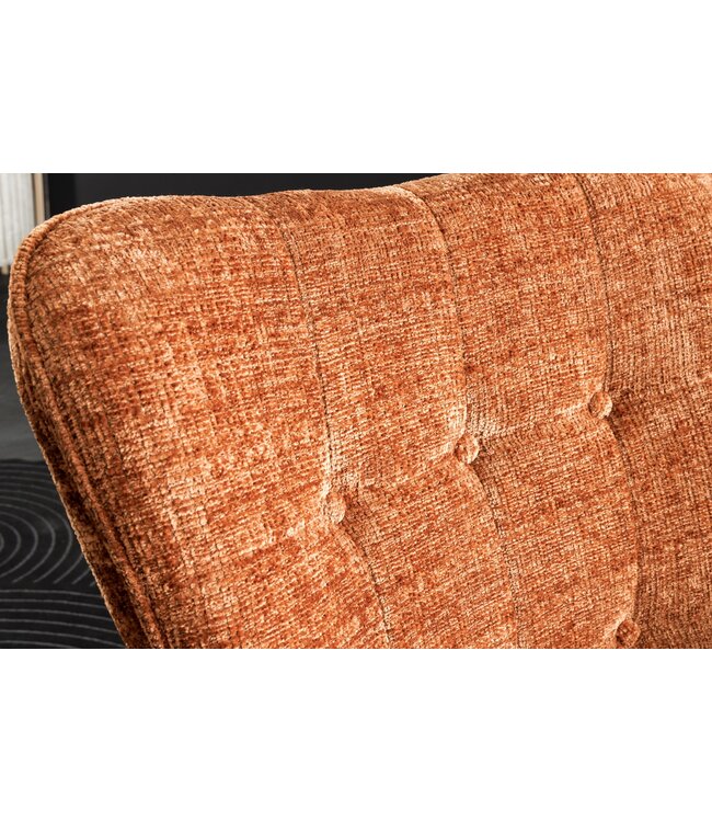Invicta Interior Fauteuil SCANDINAVIA met armleuningen en zwarte metalen poten chenille stof roestbruin