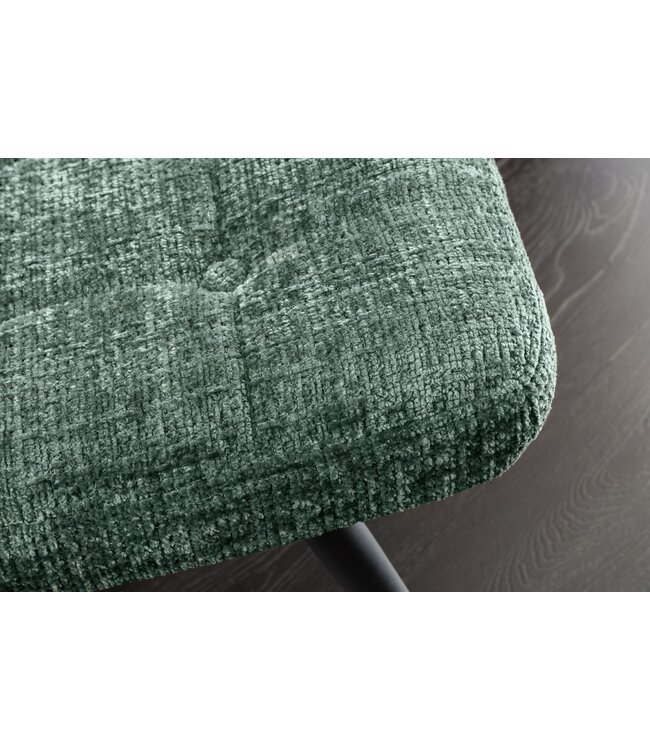 Invicta Interior Kruk SCANDINAVIA met zwarte metalen poten groen chenille stof